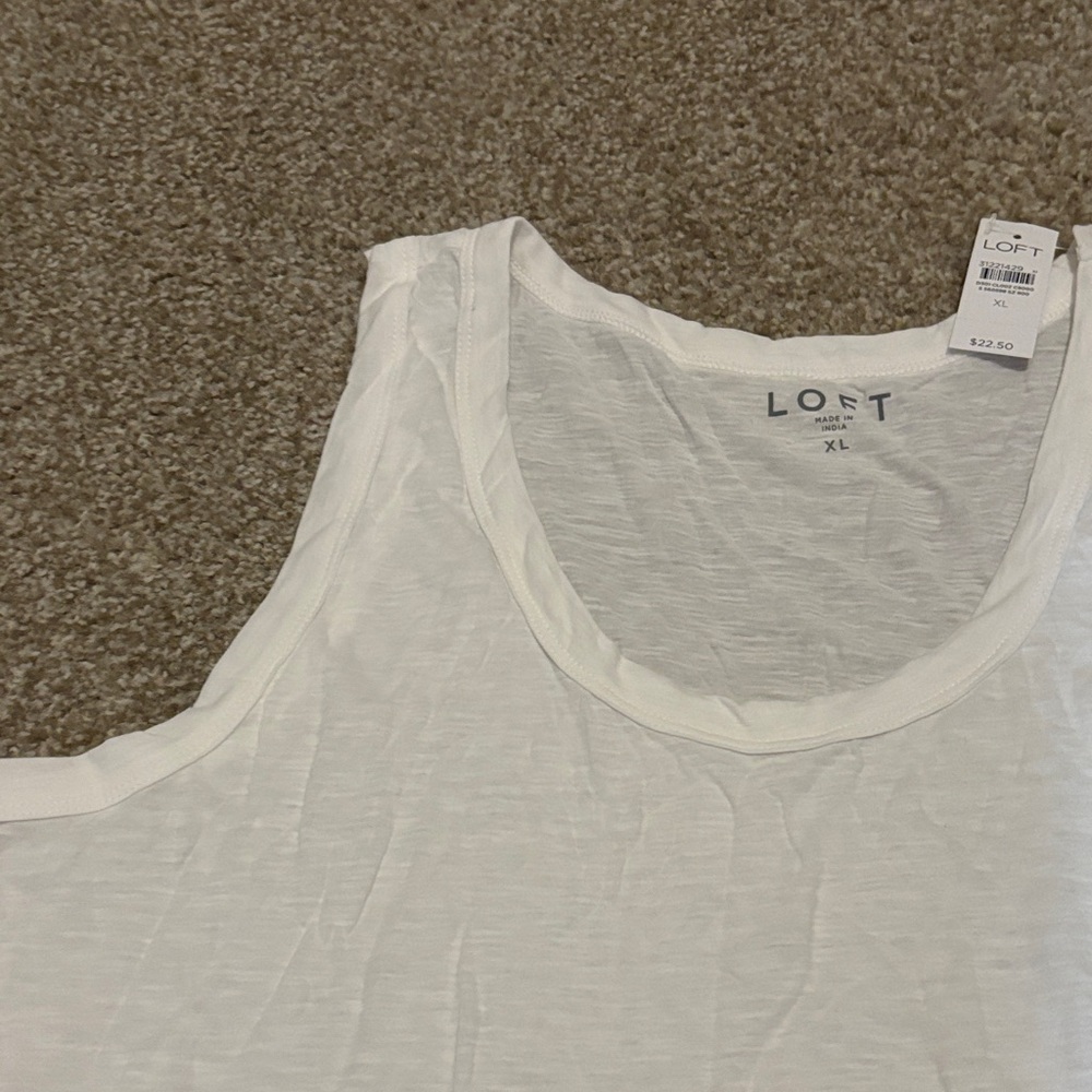 LOFT Soft White Sleeveless Tank Top - Picture 2 of 3